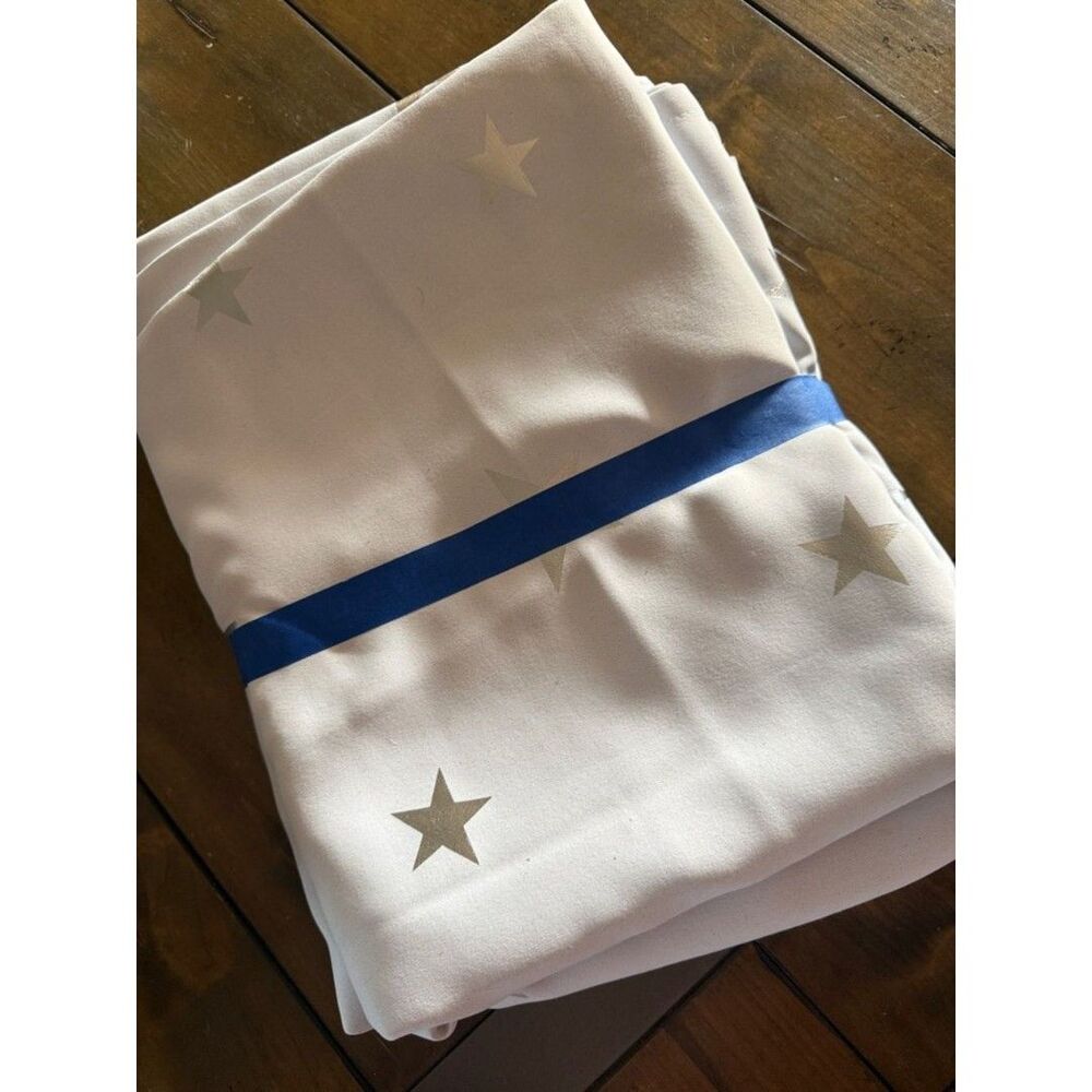 White Star Print Drapery Panels with blackout curtains